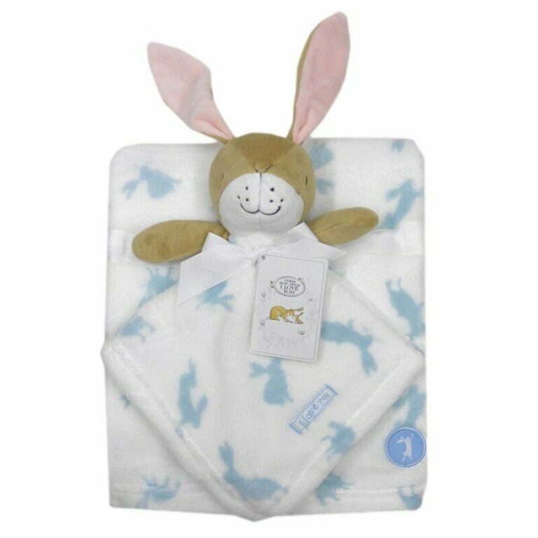 Guess How Much I Love You Baby Bunny Comforter and Blanket- Blue and White