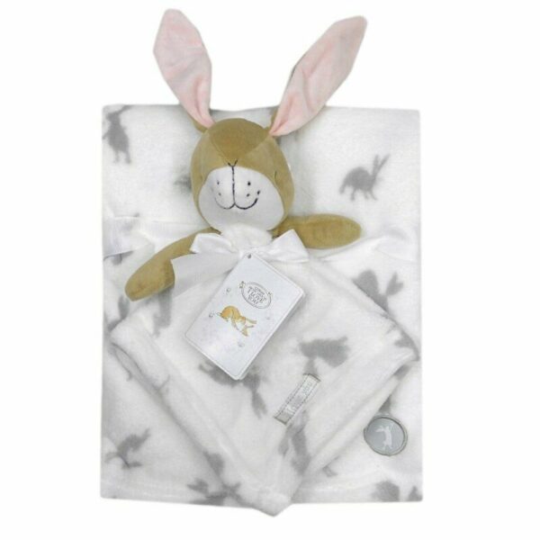 White and Grey Baby Bunny Comforter and Blanket - Guess How Much I Love You