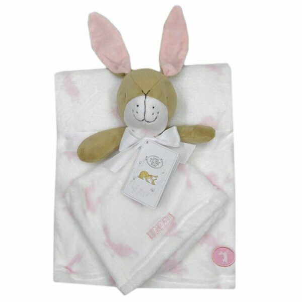 Baby Bunny Comforter and Blanket Pink and White - Guess How Much I Love You