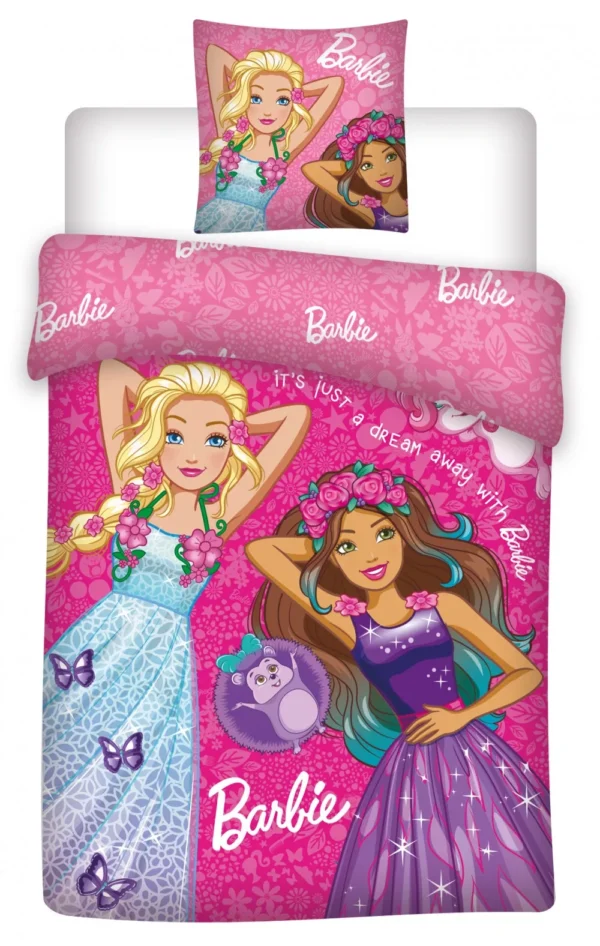 Barbie and Friends Pink Quilt Cover Set for Cot or Toddler Bed