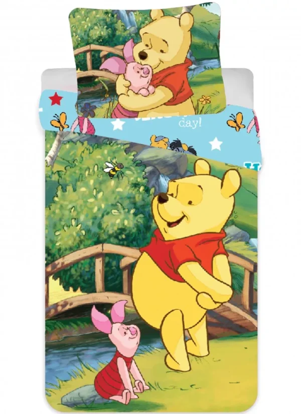 Disney Winnie the Pooh Beautiful Quilt Cover Set for Cot or Toddler Bed