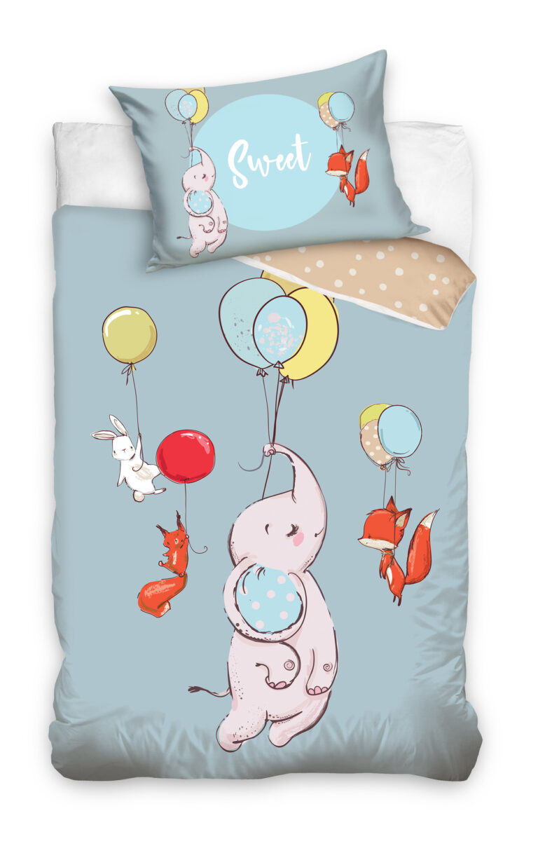 Sweet Home Elephant Cotton Quilt Cover Set for Cot or Toddler Bed