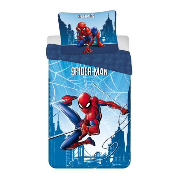 Spiderman Blue Cotton Quilt Cover Set - Single Bed Set