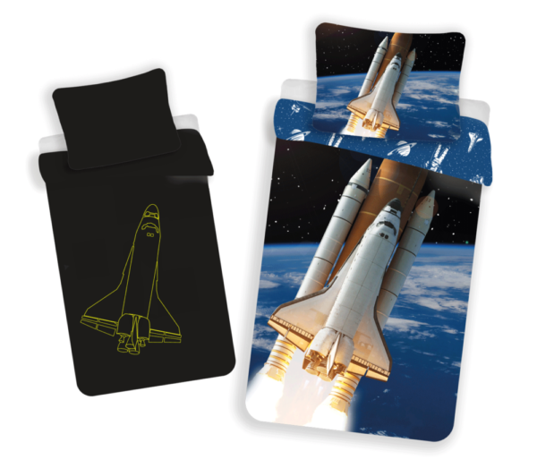 Sweet Home Space Shuttle Glow in the Dark Quilt Cover Set - Single Bed