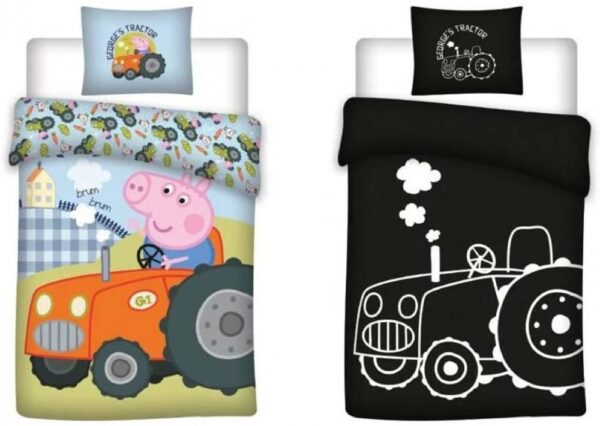 Peppa Pig George's Tractor Glow in the Dark Quilt Cover Set for Cot or Toddler Bed