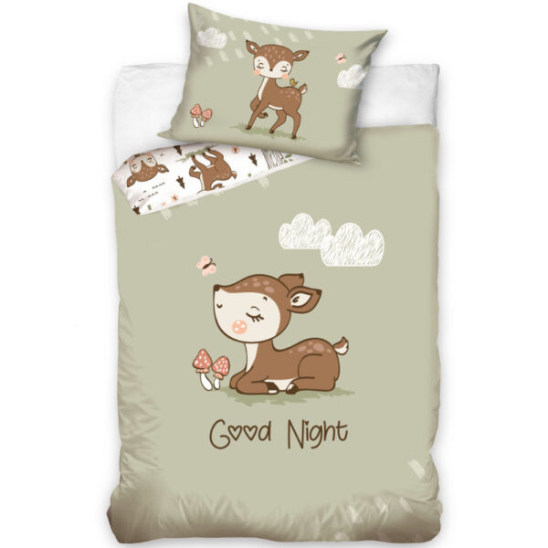 Baby Good Night Deer Quilt Cover Set for Cot or Toddler Bed