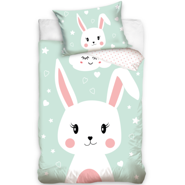 Babv Sweet Bunny Cotton Quilt Cover Set for Cot or Toddler Bed