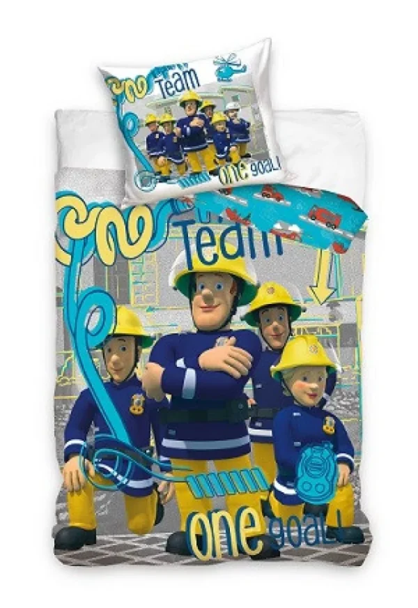 Fireman Sam One Team Kids Quilt Cover Set - Single Bed