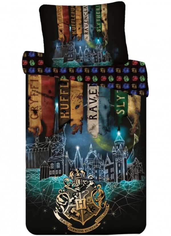 Harry Potter Hogwarts Flags Cotton Quilt Cover Set - Single Bed Size