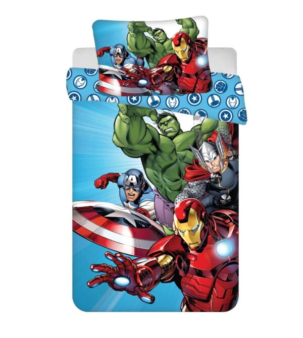 Marvel Avengers Light Blue Quilt Cover Set - Toddler Bed Size
