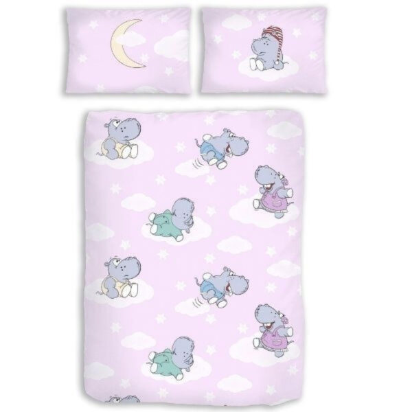 Sweet Baby Hippo Quilt Cover Set for Cot or Toddler Bed