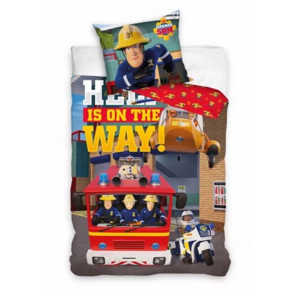 Fireman Sam on the Way Quilt Cover Set for Cot or Toddler Bed