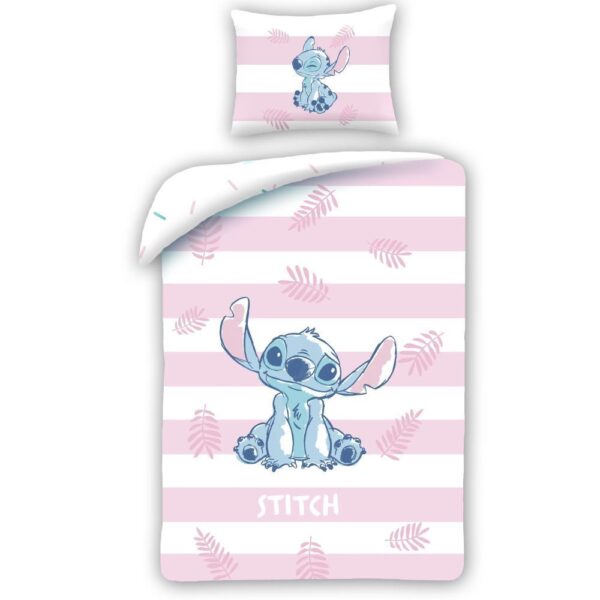 Disney Lilo & Stitch Pink Stripes Cotton Quilt Cover Set - Single Bed Size