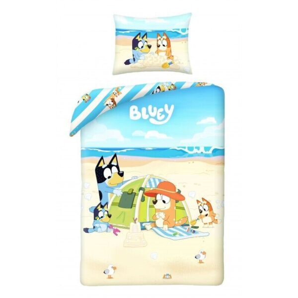 Bluey Family Beach Day Cotton Quilt Cover Set - Single Bed Size