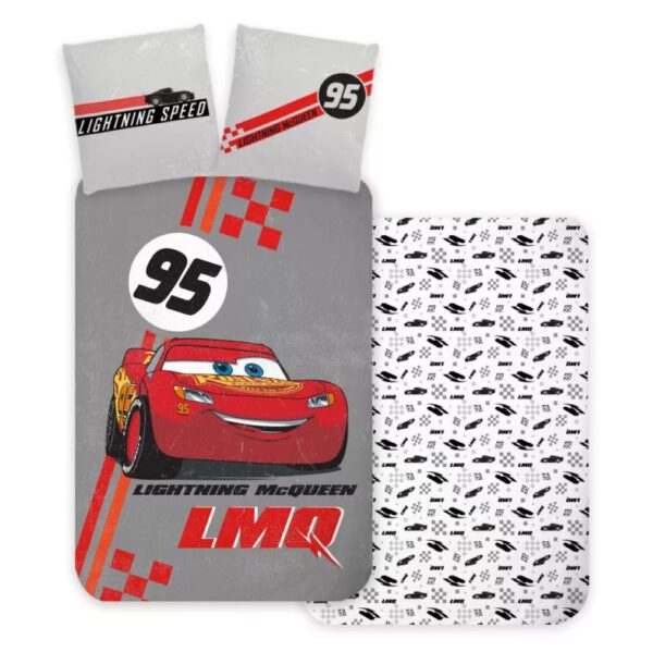 Disney Cars Lightning McQueen Grey Kids Quilt Cover Set - Toddler Bed Size