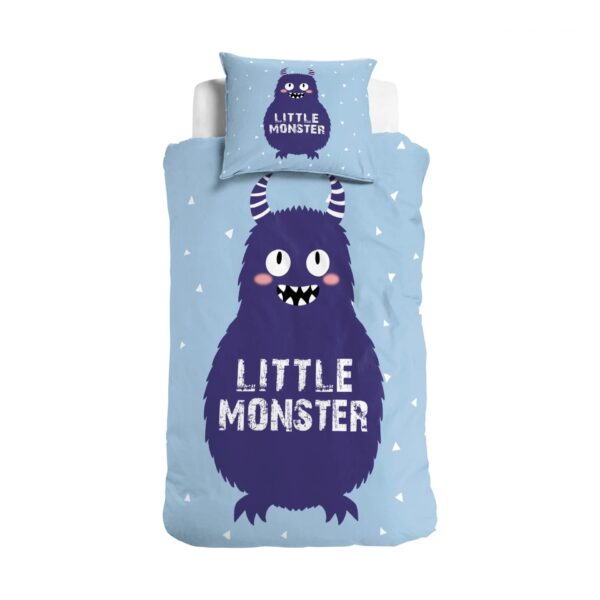 Little Monster Blue Quilt Cover Set - Single Bed Size