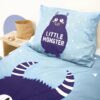 Little Monster Blue Quilt Cover Set - Single Bed Size - Image 4