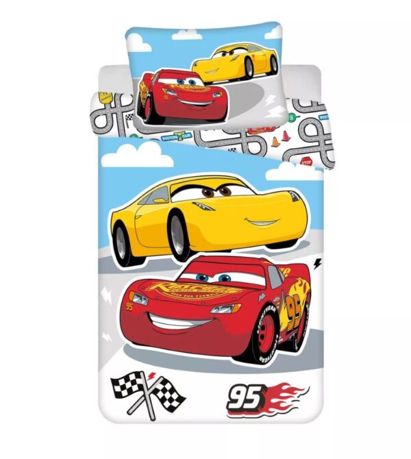 Disney Cars Lightning McQueen Road Cotton Quilt Cover Set - Toddler Bed Size