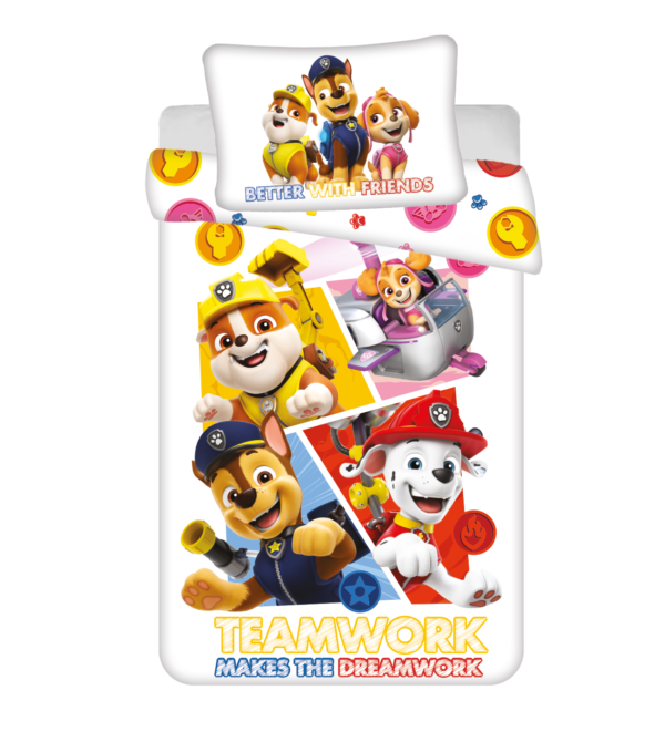 Paw Patrol Teamwork Cotton Quilt Cover Set for Cot or Toddler Bed