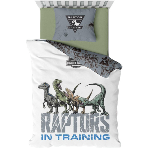Jurassic World Raptors In Training Dinosaur Quilt Cover Set - Single Bed Size