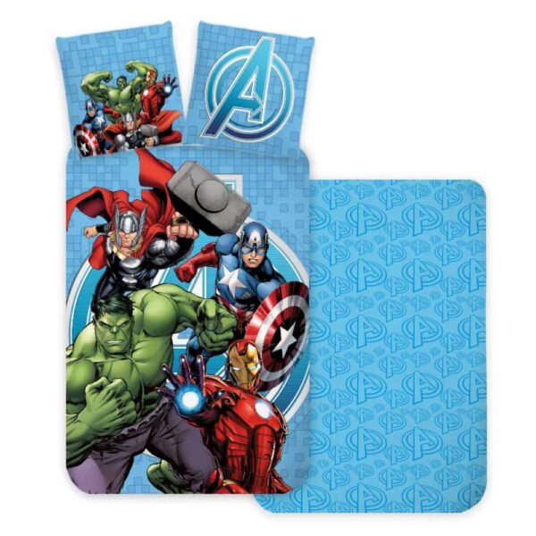 Marvel Avengers Blue Motif Quilt Cover Set - Toddler Bed Size
