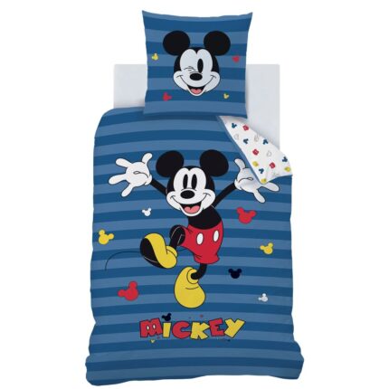 Disney Mickey Mouse Stripes Quilt Cover Set - Single Bed Size