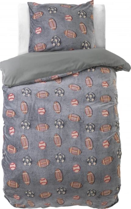 Sleeptime Sports Football Grey Glow in the Dark Quilt Cover Set - Single Bed Size