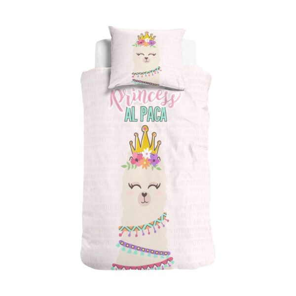 Little Monster Princess Al Paca Pink Kids Quilt Cover Set - Single Bed Size
