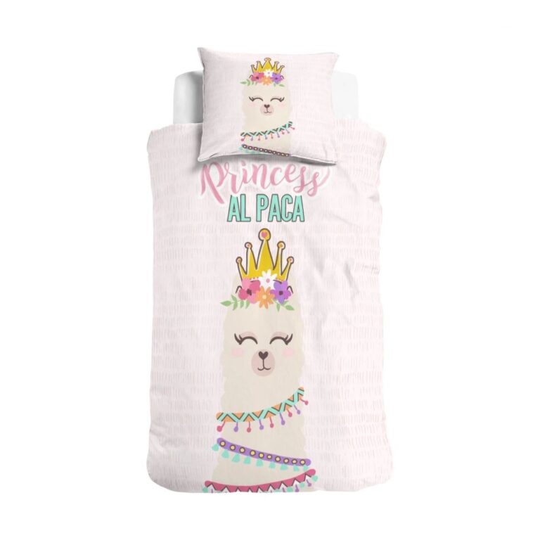 Little Monster Princess Al Paca Pink Kids Quilt Cover Set - Single Bed Size