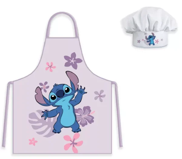 Disney Lilo and Stitch Hibiscus Kids Pink Apron and Chef's Hat Set