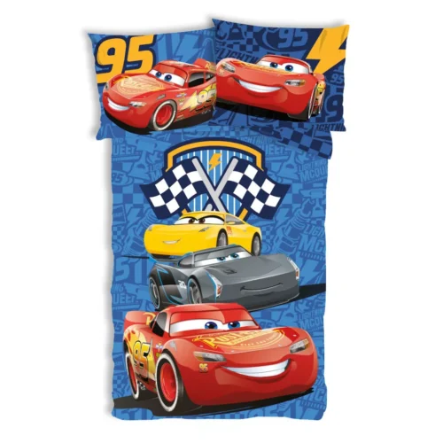 Disney Cars Lightning McQueen Track Cotton Quilt Cover Set - Toddler Bed Size