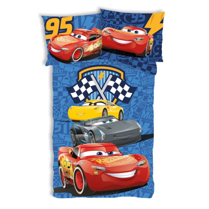 Disney Cars Lightning McQueen Track Cotton Quilt Cover Set - Toddler Bed Size