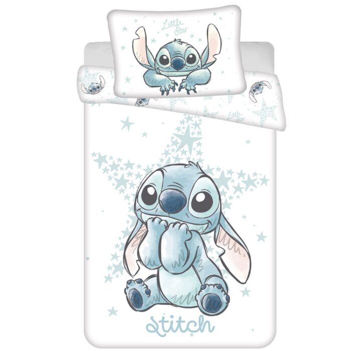 Disney Lilo & Stitch White Star Quilt Cover Set for Cot or Toddler Bed