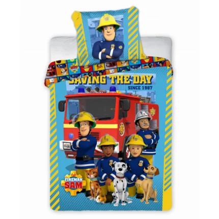Fireman Sam on the Way Quilt Cover Set for Cot or Toddler Bed